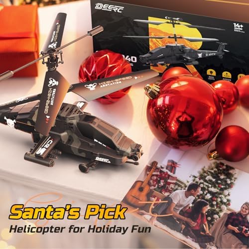 DEERC Apache RC Helicopter for Kids & Adults, Military Remote Control Helicopter Toy with LED Lights, 2 Batteries & USB-C Charging, 26 Mins Flight, Altitude Hold, Gift for Boys Ages 8-12 - Image 8