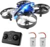 Mini Drone for Kids & Beginners, Indoor Portable Hand Operated/RC Nano Helicopter Quadcopter with Auto Hovering, Headless Mode & Remote Control, Children's Day Gift for Boys and Girls -Blue