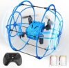 BEZGAR HQ053 Remote Control Drone for Kids - RC Mini Spherical Rolling Quadcopter Beginner 360 Degree Flip, Christmas Birthday Gift Indoor Outdoor Toys for Boys Age 4 5 6 7 8-12, Blue