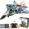 Jet Fighter Stunt RC Plane - Foam Remote Control Drone Helicopter Airplane with LED Lights, Drones for Kids, Toys for Ages 8-13, Gifts for 6 7 8 10 12 13 14 Year Old Boys Birthday Christmas