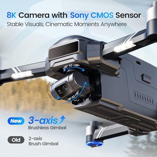 Holy Stone HS600D 3 Axis Brushless Gimbal GPS Drones With Camera For Adults 4K, FPV Drone, 8K Image, 4K/30FPS Video, 48MP Photo, 80 Min Flight, Auto Return, 20000Ft Control, QuickShot, Upgraded HS600 - Image 3