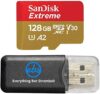 SanDisk Extreme V30 A2 128GB MicroSD Memory Card 4K SDXC Works with DJI Mavic Mini Drone Flycam Bundle with (1) Everything But Stromboli Micro Card Reader