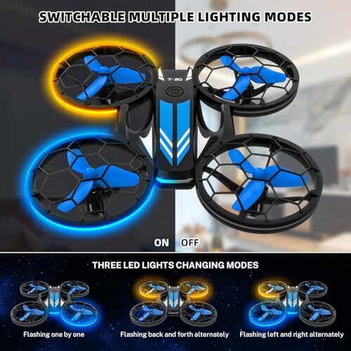 Mini Drones for Kids – RC Drone with Auto Hovering and Headless Mode, Quadcopter with LED Light, Propeller Full Protect, 3D Flips, 3 Batteries, Remote Control, Best Toys Gifts