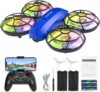 Drones for Kids with Camera,Rc Drone Indoor Small Helicopter,Birthday Gifts for Boys and Girls Beginners Friendly,Mini Quadcopter Toy With 2 Batteries,Propeller Full Protect,Altitude Hold
