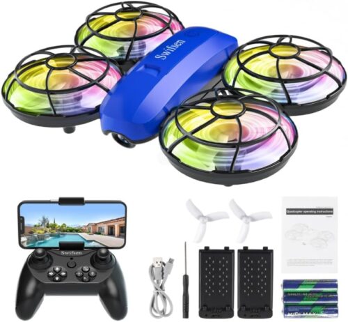Drones for Kids with Camera,Rc Drone Indoor Small Helicopter,Birthday Gifts for Boys and Girls Beginners Friendly,Mini Quadcopter Toy With 2 Batteries,Propeller Full Protect,Altitude Hold