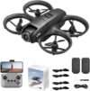 Drone with Camera 1080P for Kids Adults, Mini HD FPV Drone Kit, w/ 2 Batteries, One Key Take Off/Land, Altitude Hold, Headless Mode, 360°Flip, Gestures Selfie, 3 Speed Mode, Waypoint Fly -Black