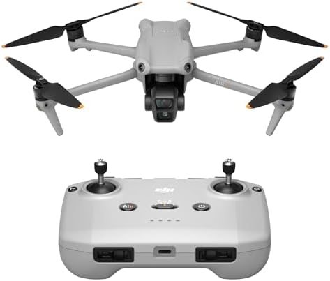 DJI Air 3 (DJI RC-N2), Drone with Medium Tele & Wide-Angle Dual Primary Cameras, 46-Min Max Flight Time, Omnidirectional Obstacle Sensing, 48MP Photos, 4K/60fps HDR, Compliance with FAA Remote ID