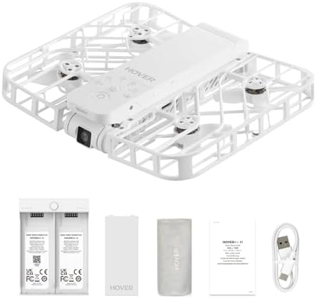 X1 Drone with Camera, Self-Flying Camera Drone with Follow Me Mode, Foldable Mini Drone with HDR Video Capture, Palm Takeoff, Intelligent Flight Paths, Hands-Free Control White (Combo)