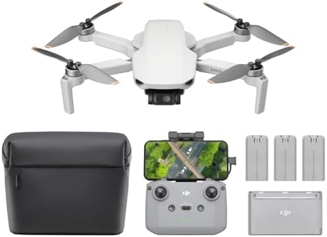 DJI Mini 4K Fly More Combo, Drone with 4K UHD Camera for Adults, Under 249 g, 3-Axis Gimbal Stabilization, 10km Video Transmission, Auto Return, 3 Batteries for 93-Min Max Flight Time, QuickShots