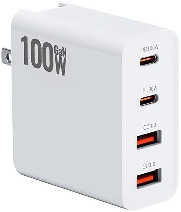 RCstyle Drone Power Adapter,100W GaN Charger 4-Port, Dual PD (100W/30W) and QC3.0 Port Fast Charger,for DJI Flip, DJI Avata 2,DJI NEO,Air 3S,Air 3,Mini 2,Mini 3 Pro,Mini 4 Pro,Air 2s,Drone Accessories