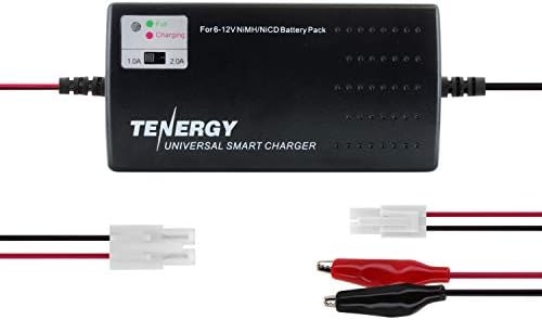 Tenergy Universal RC Battery Charger for NiMH/NiCd 6V-12V Battery Packs, 2A Charger for RC Car, Airsoft Batteries, Compatible with Standard Size Tamiya/Mini Tamiya/Alligator Clips Connectors 01025