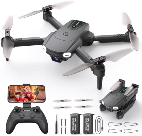 Mini Drone with Camera for Kids Beginners – Remote Control Helicopter Toys Gifts for Boys Girls, 1080P HD FPV RC Drones Support 2 Batteries, One Key Start/land, Gesture Selfie for Entertainment, Black