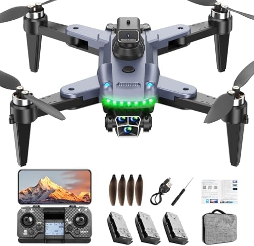 GPS Drone with 4K Camera for Adults, S166 Drone Under 249g 5GHz Transmission 3 Batteries, 90° Adjustable Lens, Auto Return, Follow Me, Brushless Motor Drones for Adults and Beginners (Black)
