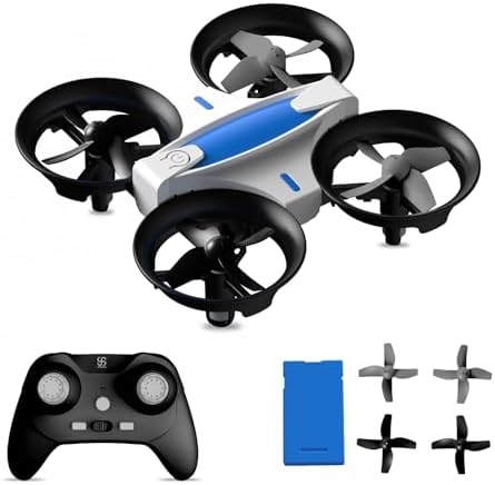 SKYKING Mini Drone for Kids and Beginners Quadcopter, Portable Indoor Kids Drone with Auto Hover, RC Drone with Altitude Hold and Headless Mode, Small Helicopter with 3D Flip, Propeller Full Protect, and User-Friendly Controls, Great Birthday Christmas Gift for Boys and Girls, Blue