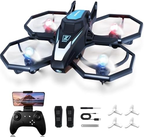 Drone with Camera, 1080P FPV Drone Camera with Remote Control Quadcopter, Gestures Selfie, One-Key Take Off/Landing, Speed Adjustment, 3D Flips, 2 Batteries Mini Drone for Adults Kids