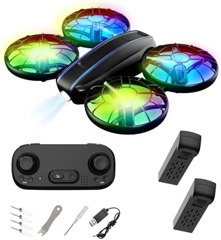 RC Drone for Kids and Beginner, Small RC Quadcopter with Lights and 3D Flip, Altitude Hold, Headless Mode, Propeller Full Protect, Easy to Fly Toys Drone for Kids Boys and Girls Gift (Black)