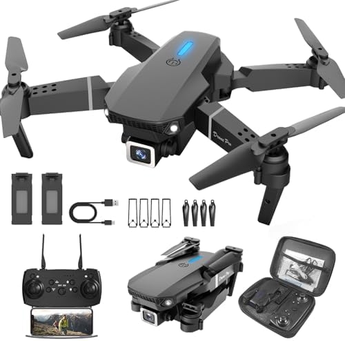 Mini Drone with Camera 1080P, Drone for Kids Boys Beginners, Foldable Drones, Gestures Selfie, One Key Start, 360° Flips, 2 Batteries Toy Gifts for Boys Black