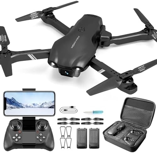 DRONEEYE 4DV13 Drone with 1080P HD FPV Camera for Kids Adults,Remote Control Helicopter Quadcopter for Beginners boy Toys Gift,Waypoint Functions,Altitude Hold, Gesture Selfie,3D Flips,2 Batteries,Black