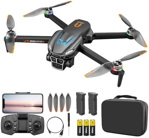 Drones with Camera for Adults 1080P, Brushless Drones for Adult, Under 249g, Beginner Drone with Intelligent Obstacle Avoidance, Altitude Hold, headless mode, One Key Take Off/Land, 360 Flips,Trajectory Flight, 2 Batteries