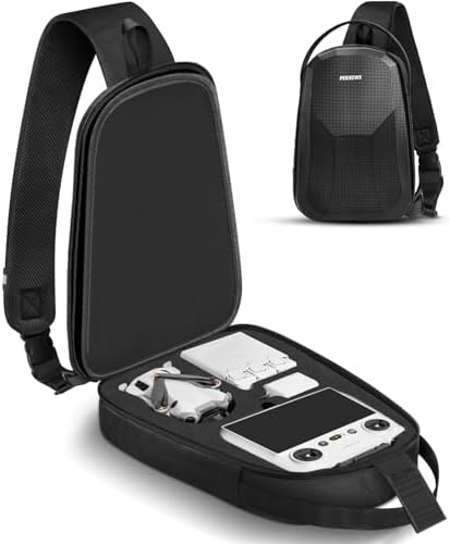 Mini 4 Pro Case, Waterproof Hard Carrying Case, Portable Travel Drone Sling Backpack, Crossbody Bag Compatible with DJI Mini 4 Pro, RC 2/ RC-N2 Controller, Fly More Combo and Accessories