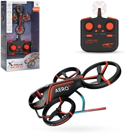 Sharper Image® X-Treme Aero Mini Drone, 4.6″ RC Stunt Helicopter, 2.4 GHz Long Range Remote Control, Quiet Indoor & Outdoor Toy, Lightweight Durable, Kids & Adult Beginner Pocket Drone, Small Gift