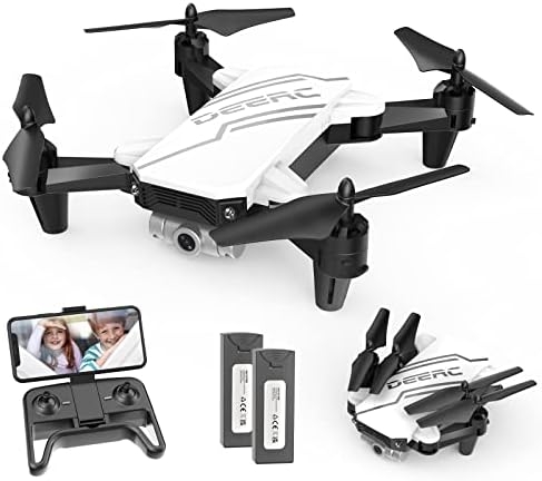 DEERC D20 Mini Drone with Camera for Kids, Remote Control Toys Gifts for Boys Girls with Voice Control, Gestures Selfie, Altitude Hold, Gravity Control, One Key Start, 3D Flips 2 Batteries, White