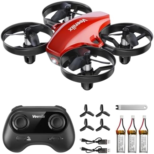 V995 Red Mini Drone for Kids and Beginners,Indoor RC Quadcopter Plane with 3D Flips, 360° Rotation, Circle Fly, Auto Hover, Headless Mode, 21Mins 3 Batteries, Gift for Boys and Girls
