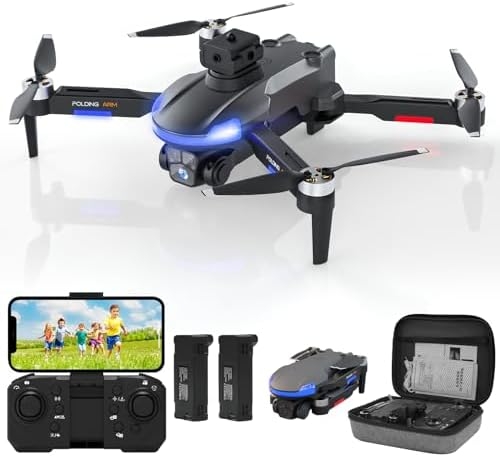 Drone with Camera for Kids, 1080P HD FPV Foldable Drones for Beginners, Brushless Motor Drone with Carrying Case, Long Flight Time, One Key Take Off/Land, Altitude Hold, 360° Flip, Obstacle Avoidance