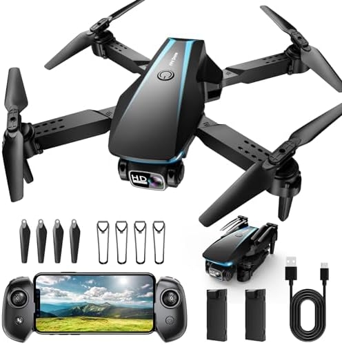 Mini Drone with Camera – Drones for Kids Adults, 1080P HD Foldable Drone with Stable Hover, Auto-Follow, Trajectory Flight, Gravity Control, 90° Adjustable Lens, One Key Take Off/Land, 3D Flip