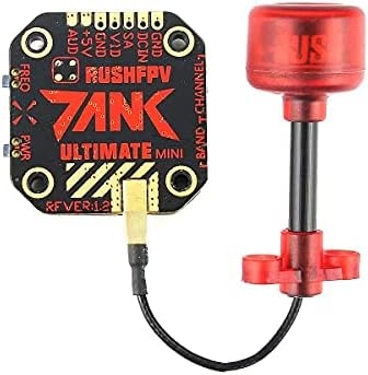 SoloGood Rush Tank FPV Transmitter 5.8GHz 48CH Mini PIT/25/200/500/800mW VTX Video Transmitter 20x20mm External-Audio MMCX Elbow Connector with Rush Cherry Antenna 5.8GHz RHCP for FPV Racing Drone …