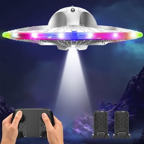 Foam Drone RC UFO for Kids and Beginners, Remote Control Airplane with Light, RC Plane Helicopter with Auto Hovering and 2 Batteries (15 Mins)