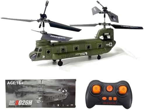 S026H Dual-Rotor Transport RC Helicopter, 2.4G 3CH Dual-Rotor Military Aircraft Model with Gyro, One-Key Takeoff/Landing, Army Drone for Beginners and Enthusiasts (RTF Version)