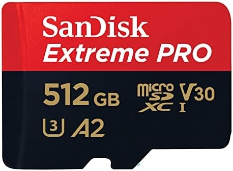 SanDisk Extreme PRO microSDXC UHS-I Memory Card 512 GB + Adapter & RescuePRO Deluxe (for Smartphones, Action Cameras or Drones, A2, Class 10, V30, U3, 200 MB/s Transfer)