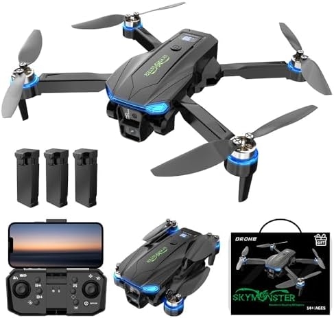 RC Drone,Drones With Camera For Adults 1080P HD Camera,3PC Batteries, Brushless Motor,FPV Foldable RC Quadcopter, Real-Time Battery Display,for Childers toys With Gift Box