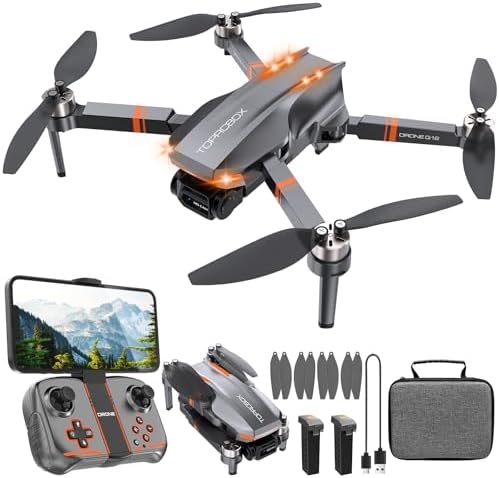 Q12 Drone with Camera 4K for Adults,Brushless Motor Drone for Kids Beginners,FPV Foldable RC Quadcopter with 2 Batteries 360° Flips,Altitude Hold,Voice Control,Headless Mode,One Key Start,Gift Toys for Men Boys,Easy to Fly,Carrying Case
