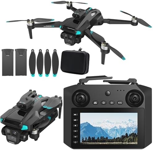 Drone For Adult,4.5″ Screen,5G Remote Controller With Camera,6K HD Camera FPV Live Video,Altitude Hold Gesture Selfie One Key Take Off Landing 3D Flips Waypoint Fly Drone (2 Batteries)