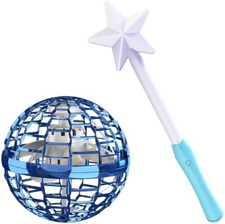 ATHLERIA Blue Flying Orb Ball with Wand,Cosmic Globe Hover Boomerang Mini Drones for Kids,Cool Gadgets Christmas Birthday Gifts Toys for Boy Girl Teens 6 7 8 9 10+ Year Old
