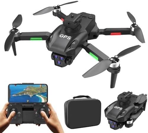 Drone with GPS for Beginner, 1080HD Camera WiFi Live Video RC Quadcopter Drone for Adults, Auto Return,Obstacle Avoidance,Follow Me, and Circle Fly Smart Fodable FPV for Kids?Brushless Motors (black)