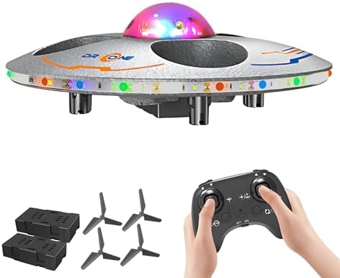 UFO Drone for Kids and Beginners RC Plane with Light, Remote Control Airplane Quadcopter Helicopter with Auto Hovering, 360° Flip and 2 Batteries 13 Mins，Great Gift Toy for Boys and Girls