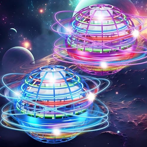 Flying Orb Ball, 2024 Flying Orb Ball Toys, 2-Pack Magic Flying Ball Toy, Galactic Spinner Ball with 360°Rotating RGB Lights, Hand Controlled Boomerang Drone Birthday Gifts for Kids Adults