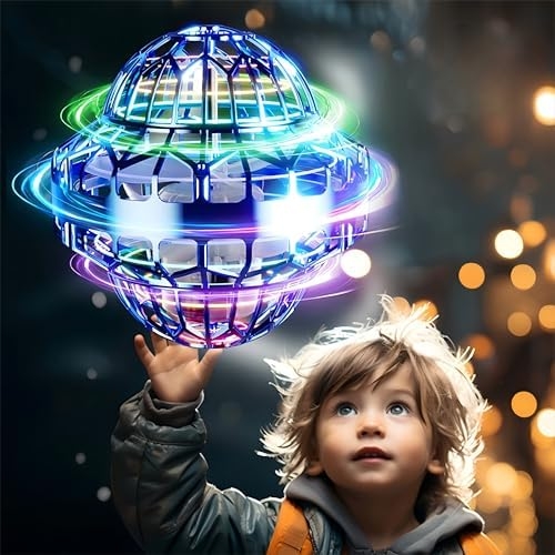 2025 Upgraded Flying Orb Ball Toy – Cosmic Globe Boomerang Hover Spinner with Dazzling Lights, Hand Drone Orbit, Cool Outdoor Gift for Boys, Girls, Teens Ages 14+ Year Old (Blue)