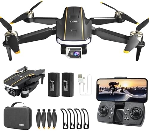 Super Enduring Brushless Motor Drone with Camera for Beginners, CHUBORY A68 WiFi FPV Quadcopter with 2K HD Camera, Auto Hover, 3D Flips, Headless Mode, Trajectory Flight, 2 Batteries, Carrying Case