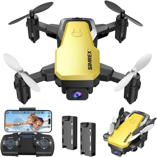 X300C Mini Drone with Camera 720P HD FPV, RC Quadcopter Foldable Drone With Altitude Hold, 3D Flip, Headless Mode, Gravity Control and 2 Batteries, Gifts for Kids, Adults, Beginner, Yellow