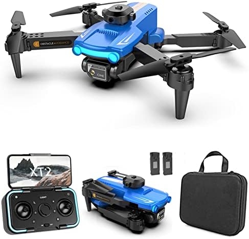 GoolRC XT2 Drone with Camera for Adults, 4K HD FPV Mini Drone for Kids with Optical Flow Positioning, RC Qudcopter with Obstacle Avoidance, 3D Flips, Altitude Hold, Headless Mode, 2 Batteries (Blue)