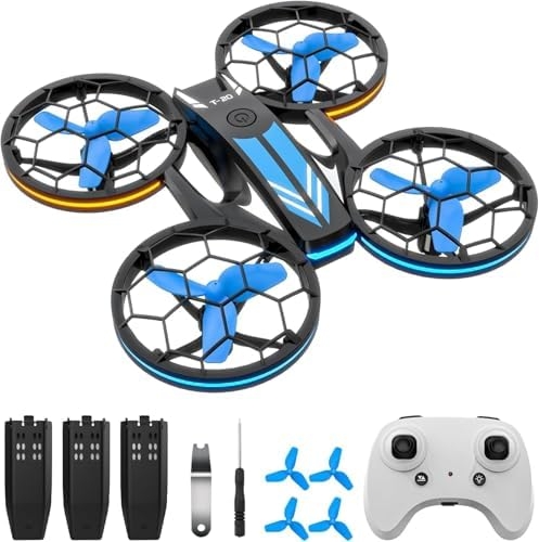 Mini Drones for Kids – RC Drone with Auto Hovering and Headless Mode, Quadcopter with LED Light, Propeller Full Protect, 3D Flips, 3 Batteries, Remote Control, Best Toys Gifts