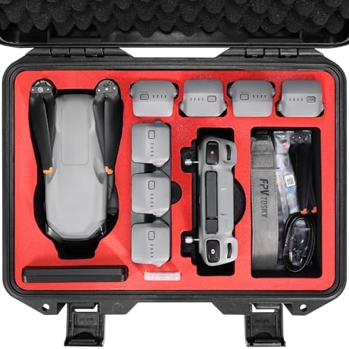 FPVtosky Hard Case for DJI Air 3S/Air 3 Drone/Fly More Combo, Waterproof Air 3S Hard Shell Carrying Case Accessories, Compatible with DJI RC2/ RC-N2/ RC Pro, Up to 8 Batteries