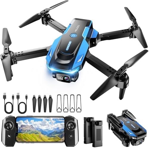 Drone with 1080P Camera – Foldable Remote Control Quadcopter with Voice Gesture Control, 3D Flip, One Key Start, Emergency Stop, 2 Batteries, Easier to use, Toy for Kids Adult Beginners