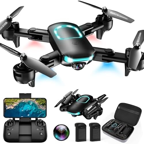 REDRIE Drone with 1080P Camera for Beginners, Foldable, Altitude Hold, Gestures Selfie, Waypoint Fly, Headless Mode, 3D Flip, One Key Start, 3 Speed Modes, Circle Fly, 2 Batteries