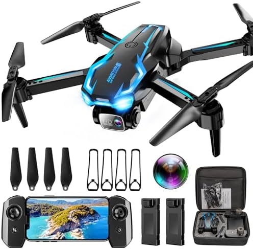 2K HD FPV Drone with Camera for Adults – Altitude Hold, One-Key Takeoff/Landing, 3 Speed Modes, Headless Mode, 2 Batteries, Foldable & Portable, Best Gifts for Beginners, Teen Boys & Girls