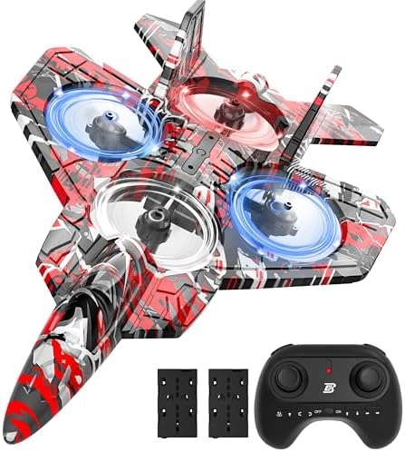 BEZGAR HQ057X RC Fighter Airplane丨Mini Drone Remote Control Jet Plane Stunt Drone for Adults & Kids Toy with Light Gift for Kids Beginner Red